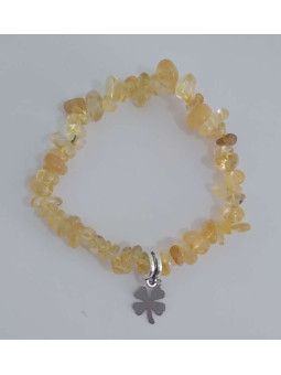 Citrin-Chip-Armband mit Glücksklee