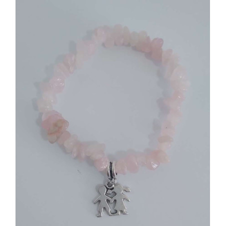 Rosenquarz-Chip-Armband mit Paar, das die Liebe stärkt