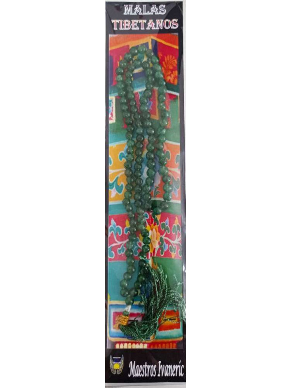 Tibetische Mala, 108 Grüner Jaspis-Perlen 60cm