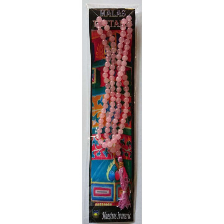 Tibetische Mala, 108 Rosenquarz-Perlen 60cm