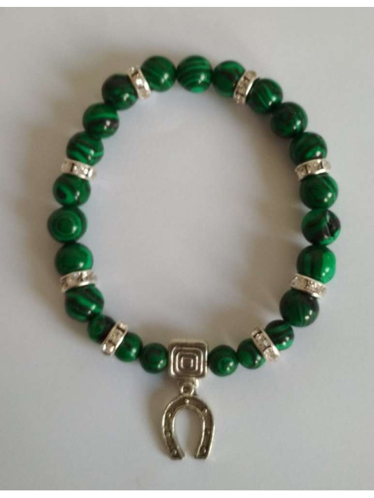 Malachit-Mineral-Armband mit Glückshufeisen