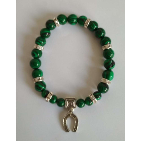 Malachit-Mineral-Armband mit Glückshufeisen