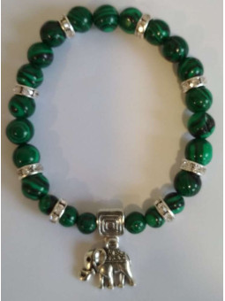 Malachit-Mineral-Armband mit Wohlstandselefant