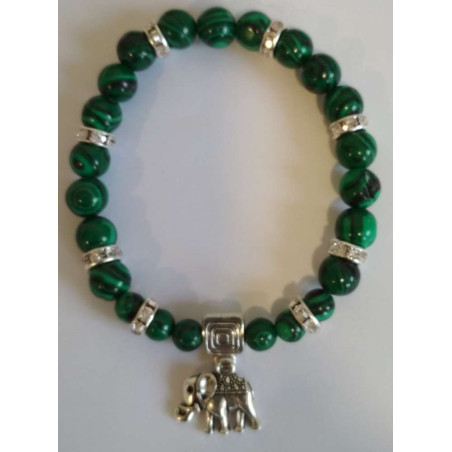 Malachit-Mineral-Armband mit Wohlstandselefant