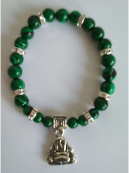 Malachit-Mineral-Armband mit Wunsch-Buddha