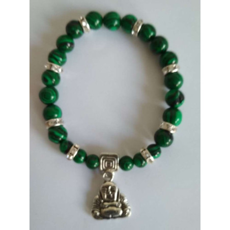 Malachit-Mineral-Armband mit Wunsch-Buddha