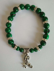 Malachit-Mineralienarmband mit Glücksfrosch