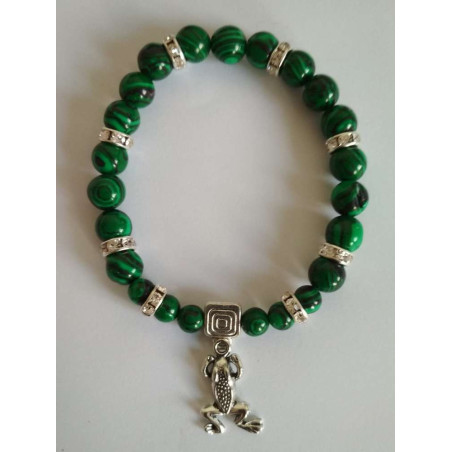 Malachit-Mineralienarmband mit Glücksfrosch