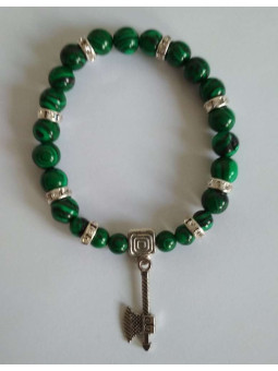 Malachit-Mineral-Armband mit keltischer Axt