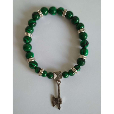 Malachit-Mineral-Armband mit keltischer Axt