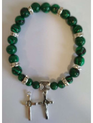 Malachit-Mineralienarmband Kreuz des Heiligen Benedikt