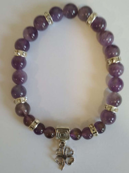 Amethyst-Mineral-Armband mit Glücksklee