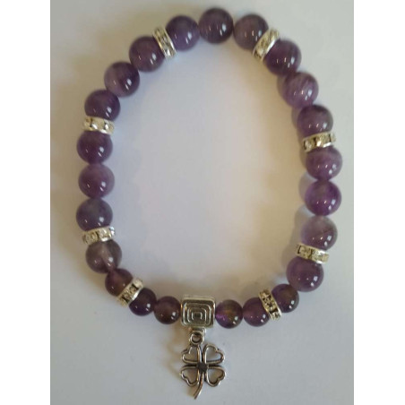 Amethyst-Mineral-Armband mit Glücksklee