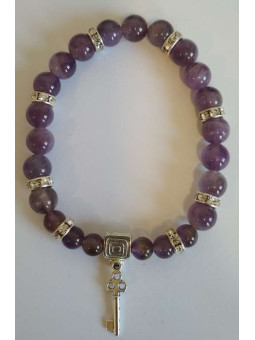 Amethyst-Mineralien-Armband mit Straßenöffner-Schlüssel