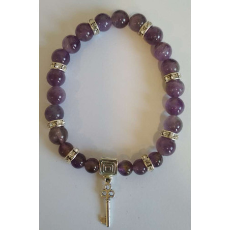 Amethyst-Mineralien-Armband mit Straßenöffner-Schlüssel