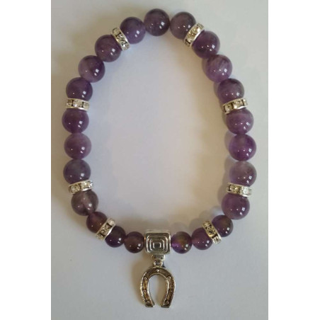Amethyst-Mineral-Armband mit Glückshufeisen