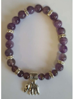 Amethyst-Mineral-Armband mit Elefant, Wohlstand