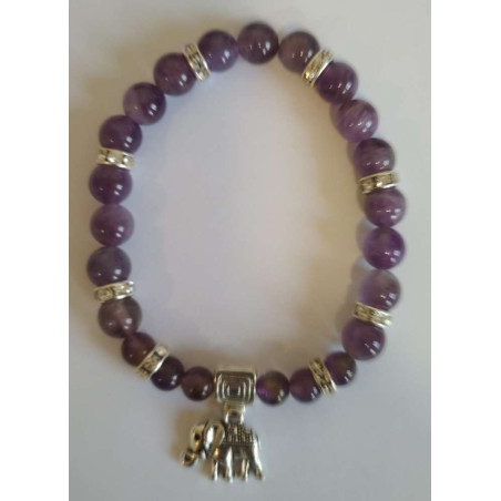 Amethyst-Mineral-Armband mit Elefant, Wohlstand