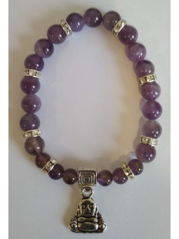 Amethyst-Mineral-Armband mit Buddha der Wünsche