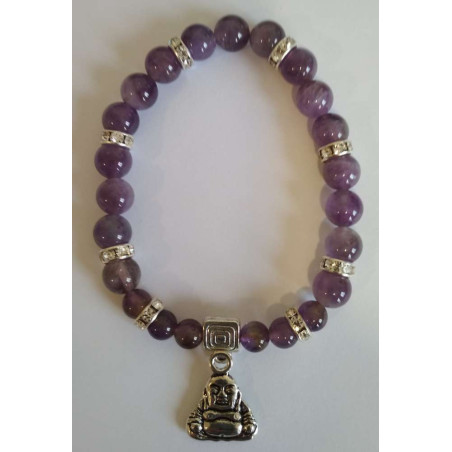 Amethyst-Mineral-Armband mit Buddha der Wünsche