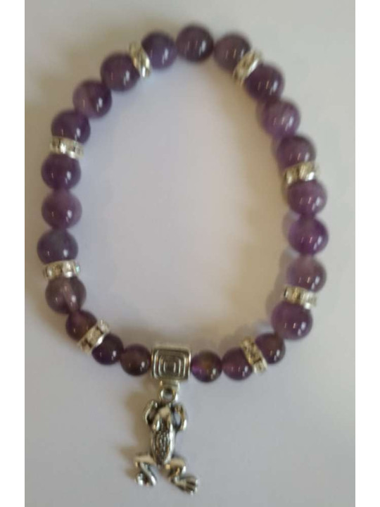 Amethyst-Mineral-Armband mit Glücksfrosch