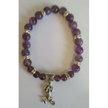 Amethyst-Mineral-Armband mit Glücksfrosch