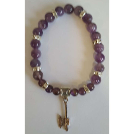 Amethyst-Mineral-Armband mit keltischer Axt