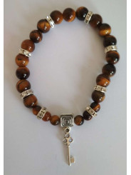 Tigerauge-Mineralienarmband mit Straßenöffner-Schlüssel