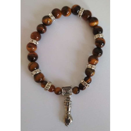 Tigerauge-Mineral-Armband mit Figa-Faust, Schutz und Verteidigung