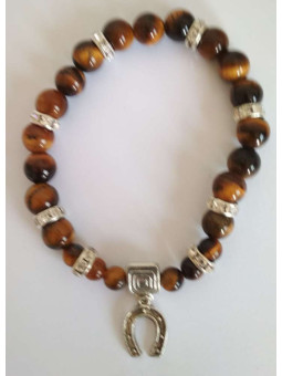 Tigerauge-Mineralienarmband mit Glückshufeisen