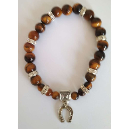 Tigerauge-Mineralienarmband mit Glückshufeisen