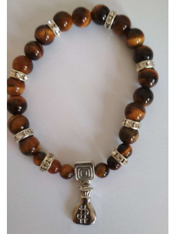 Tigerauge-Mineralienarmband mit Geldtasche