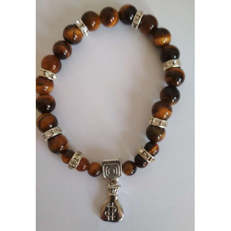 Tigerauge-Mineralienarmband mit Geldtasche