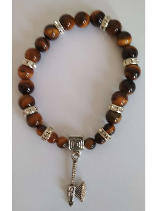Tigerauge-Mineralienarmband mit keltischer Axt