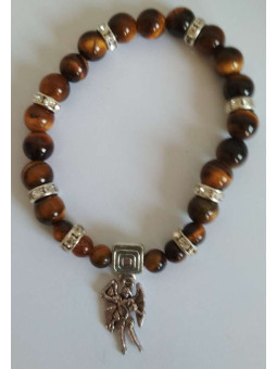 Tigerauge-Mineral-Armband mit Sankt Michael, Verteidigung und Schutz