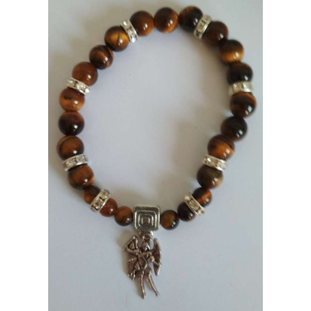 Tigerauge-Mineral-Armband mit Sankt Michael, Verteidigung und Schutz