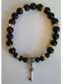 Schwarzes Turmalin-Mineral-Armband mit Straßenöffner-Schlüssel