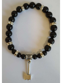 Schwarzes Turmalin-Mineralarmband mit Axt lockt Kunden an