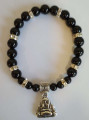 Schwarzes Turmalin-Mineral-Armband mit Wunsch-Buddha