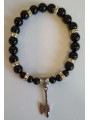 Schwarzes Turmalin-Mineral-Armband mit keltischer Axt