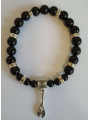 Schwarzes Turmalin-Mineral-Armband mit Schlüssel zum Werk
