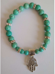 Türkis-Mineral-Armband mit Hand der Fatima, Schutz.