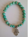 Türkis-Mineral-Armband mit Hand der Fatima, Schutz.