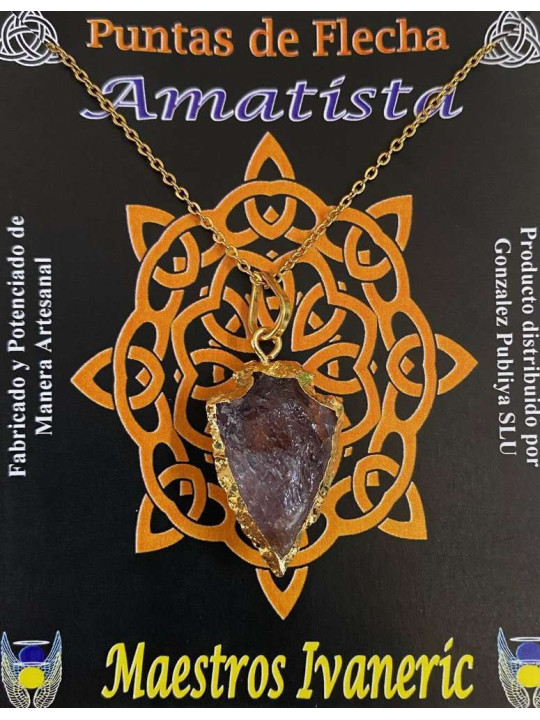 Pfeilspitze Amethyst Mineral Goldener Anhänger 3cm