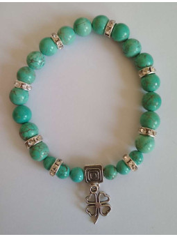 Türkis-Mineral-Armband mit Glücksklee