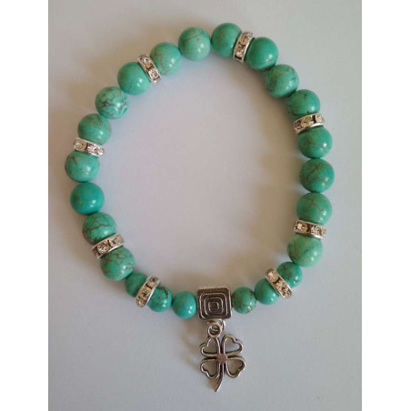 Türkis-Mineral-Armband mit Glücksklee