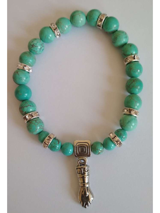 Türkis-Mineral-Armband mit Figa-Manschette, Verteidigung und Schutz