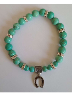 Türkis-Mineral-Armband mit Glückshufeisen.