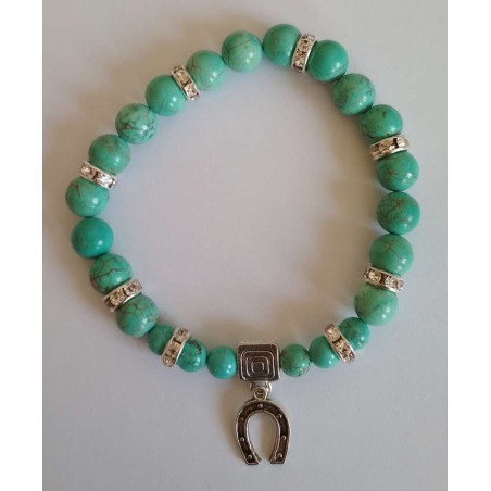 Türkis-Mineral-Armband mit Glückshufeisen.