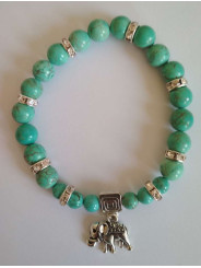Türkis-Mineral-Armband mit Elefant, Wohlstand.